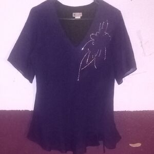 CHANEL Purple Blouse with Rhinestone Accent